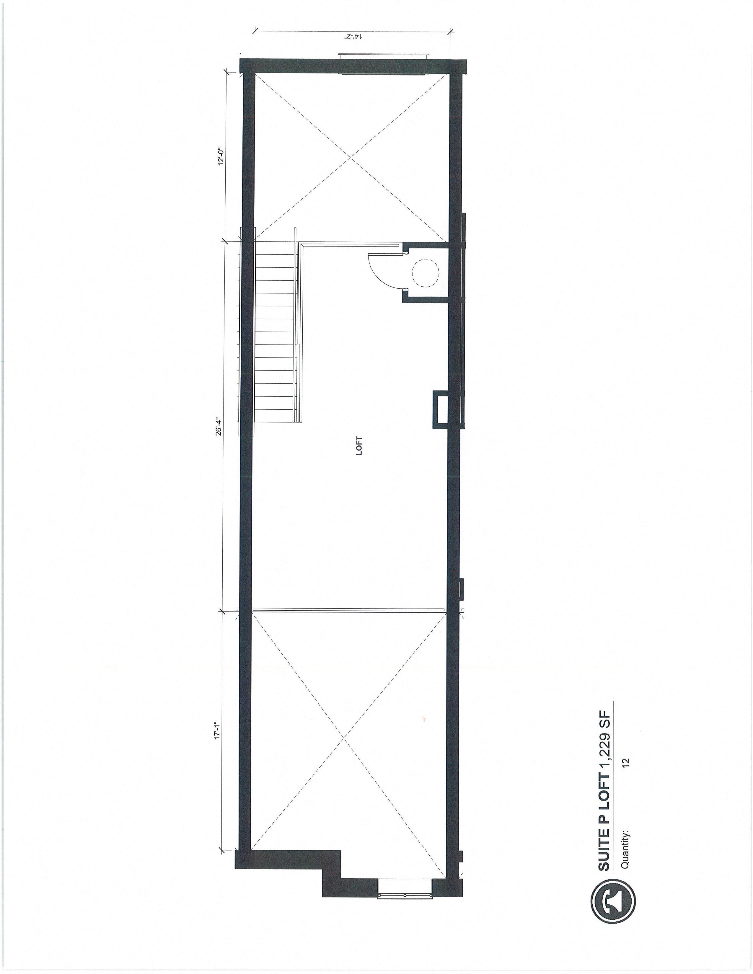 Floor plan for 1 bed, 1 bath, 1068 sqft